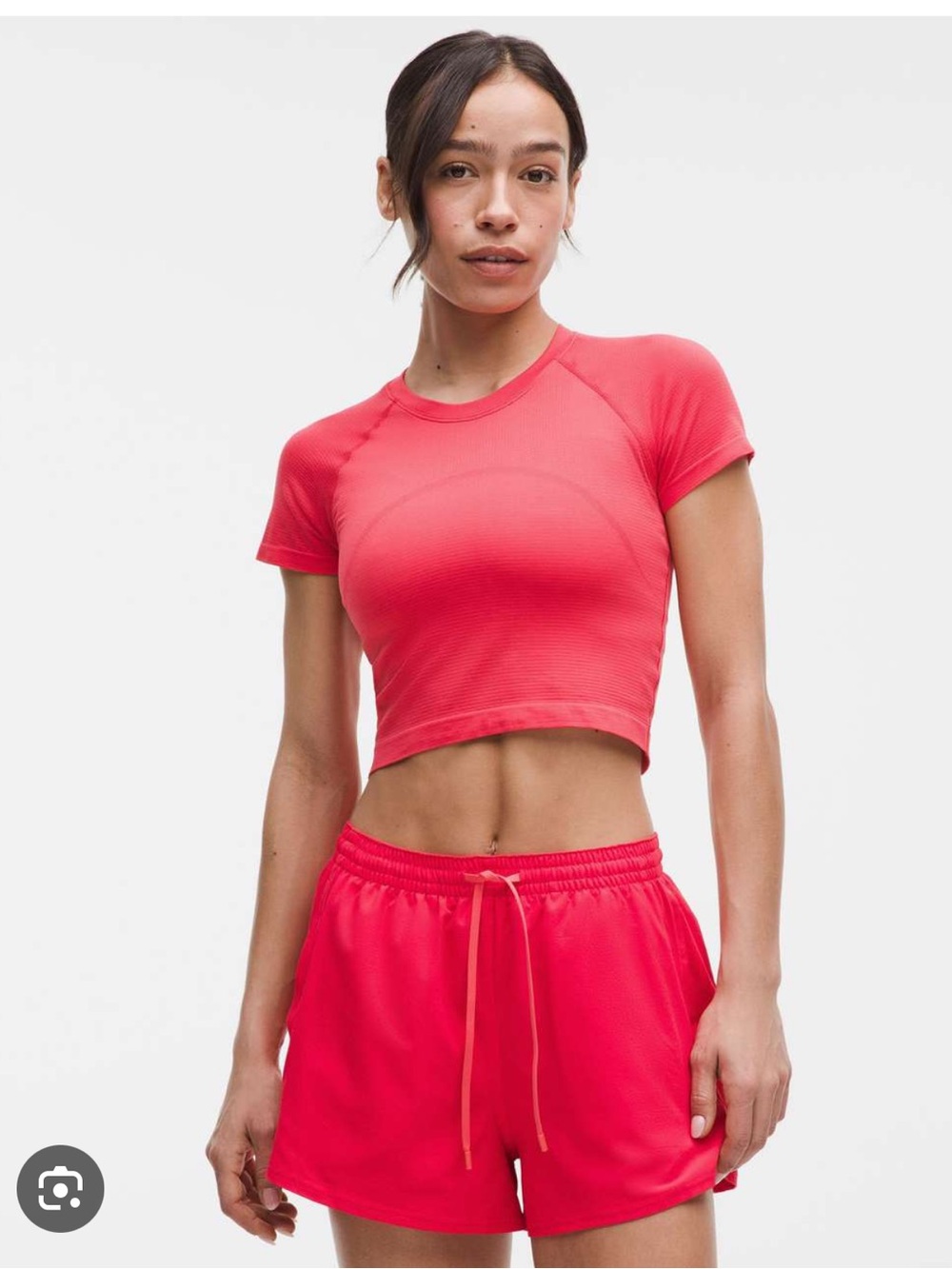 Lululemon Swiftly Tech Cropped Short Sleeve Shirt, Red Glow, Size 6